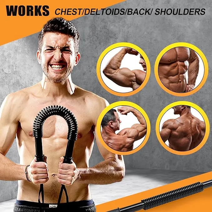 VoVoDeal  Pro Arm Exercise Bar - 20KG High-Tension Spring Bar for Muscle Gain Black  M-5