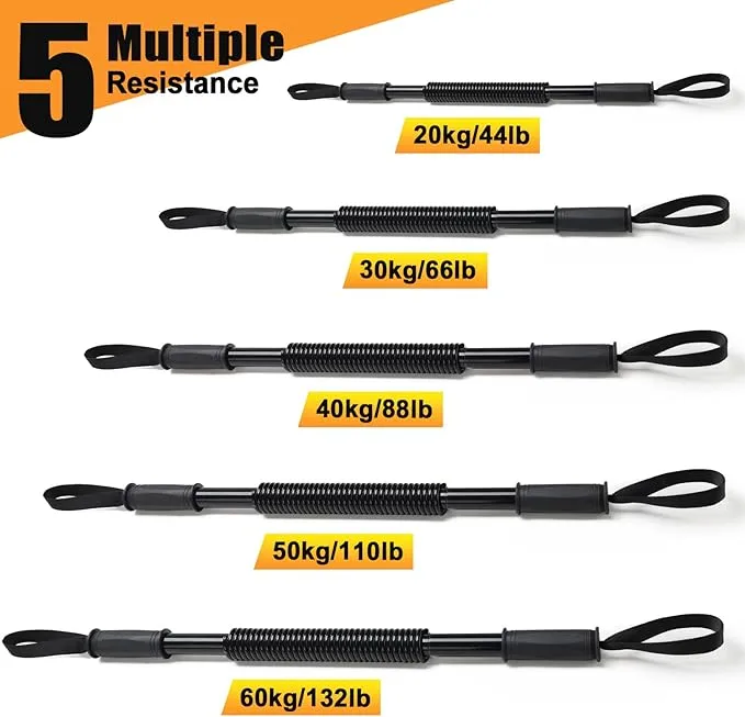 VoVoDeal  Heavy Duty Power Twister - 10KG Spring Bar for Upper Body Strength Black  S-7