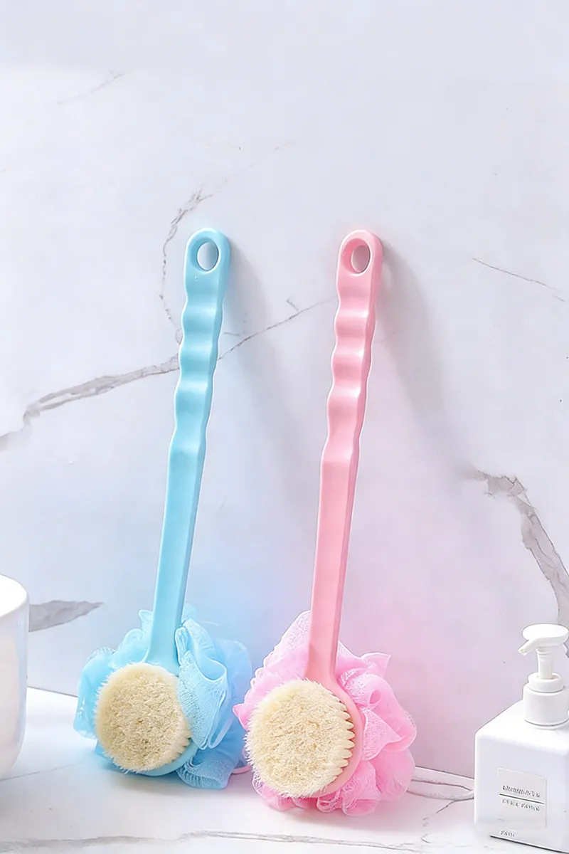 Back Scrubber Bath Tool, No Help Needed, Soft Bristle Double-Sided Bath Back Scrubber Blue-1