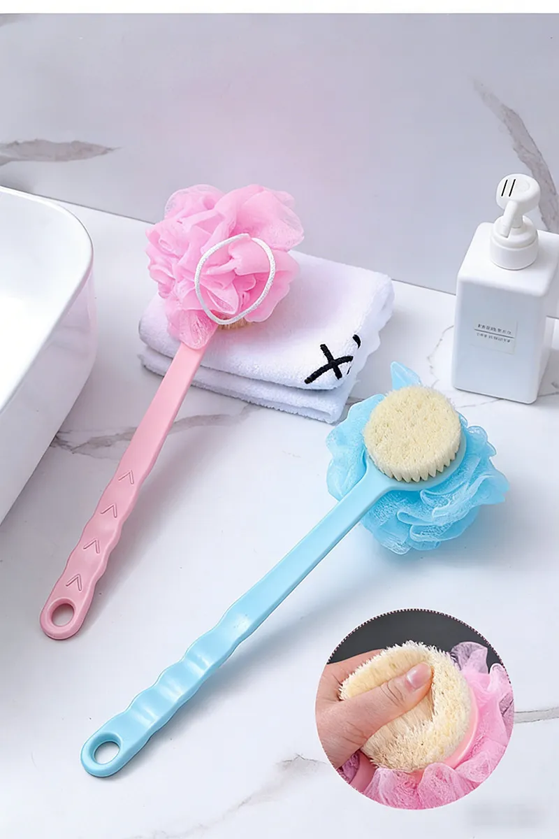 Back Scrubber Bath Tool, No Help Needed, Soft Bristle Double-Sided Bath Back Scrubber Blue-2