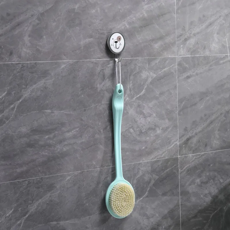 Bath brush with long handle and soft bristles for scrubbing the back, perfect for adults who need a back scrubber Green-5