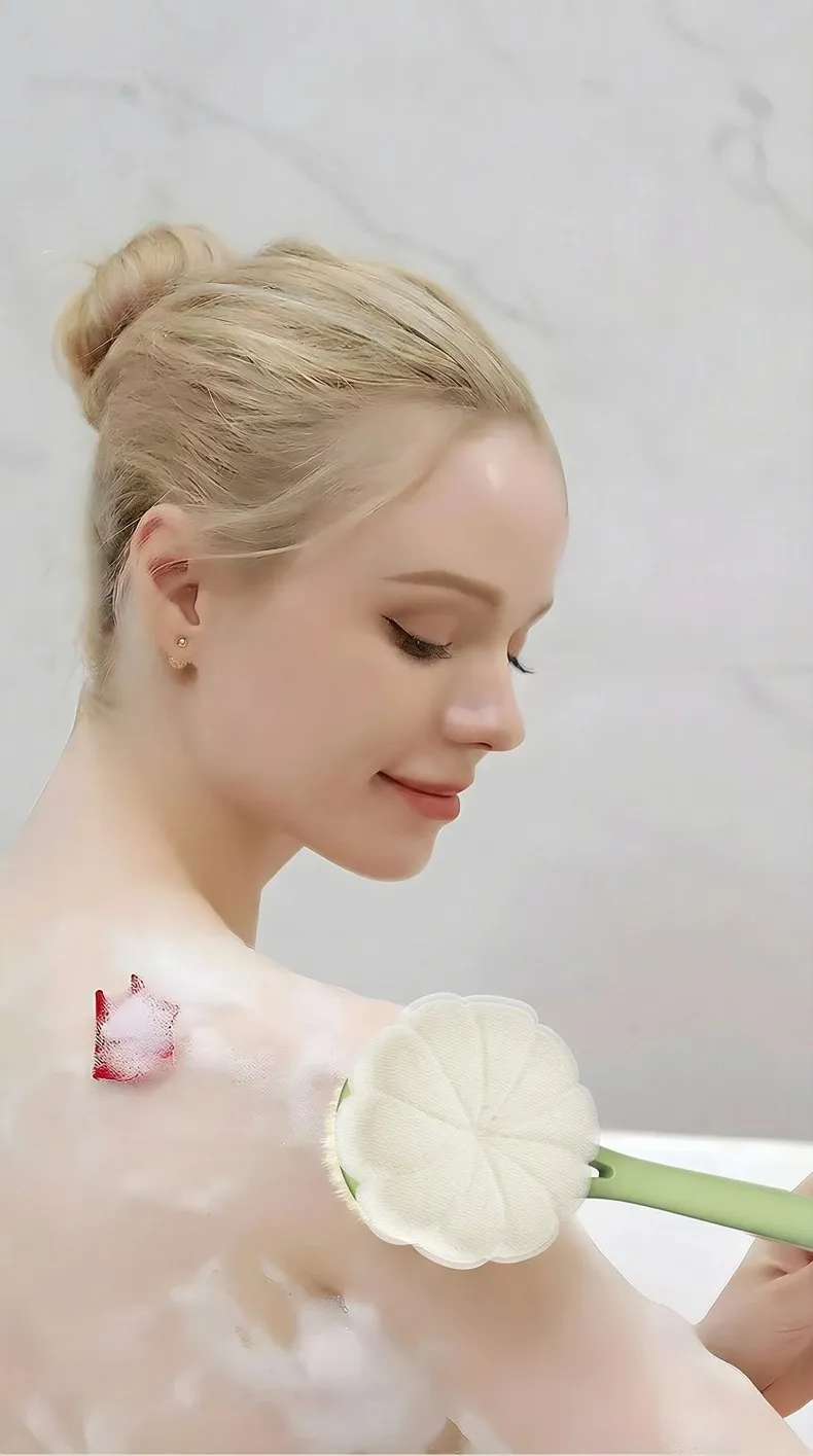 Bath Brushes Long Handles for Elderly Double-sided Shower Body Scrubber Detachable Bath Scrubber Body Scrubbing Brush Shower Brush for Women & Men workable Pink-4