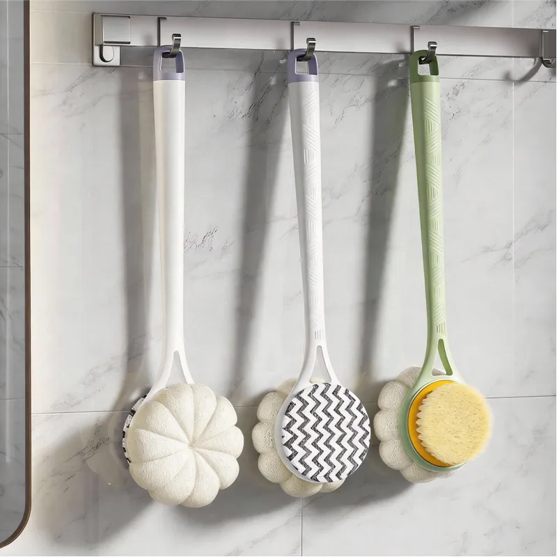 Bath Brushes Long Handles for Elderly Double-sided Shower Body Scrubber Detachable Bath Scrubber Body Scrubbing Brush Shower Brush for Women & Men workable White-4