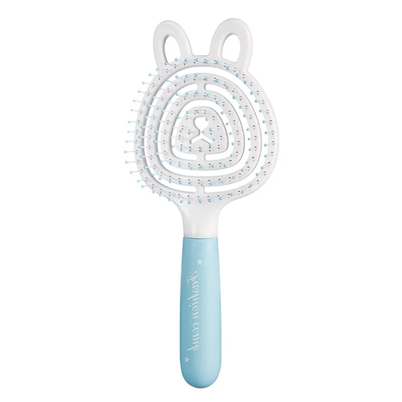 Bear-shaped elastic hollow massage comb, fluffy high-crown comb, ribbed comb for girls, student dorm use