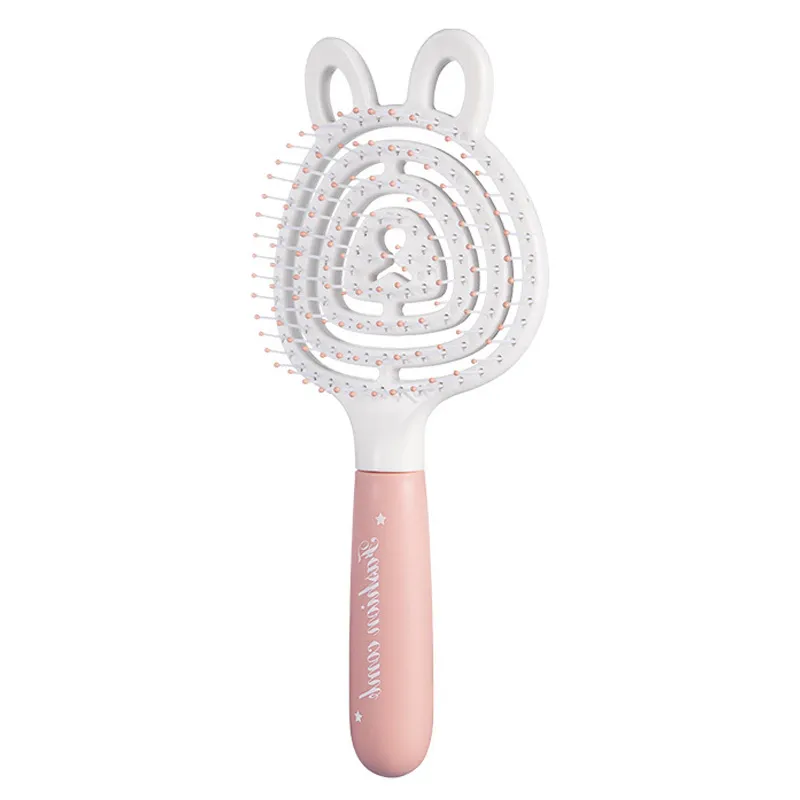 Bear-shaped elastic hollow massage comb, fluffy high-crown comb, ribbed comb for girls, student dorm use