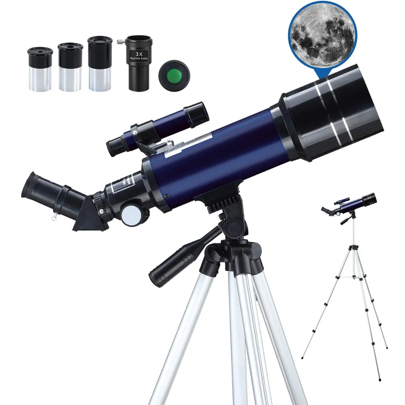 VoVoDeal Pro 70mm Refractor Telescope - HD Astronomical View with 3X Barlow Lens & Starfinder