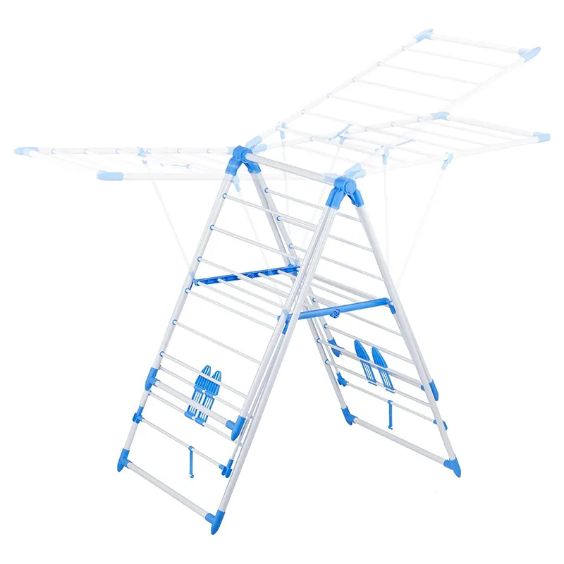 Big Cloth Drying Stand | Foldable Multi-Positional Laundry Drying Rack for Indoor and Outdoor Use | Strong Lightweight Steel with Durable Powder Coating Blue-6