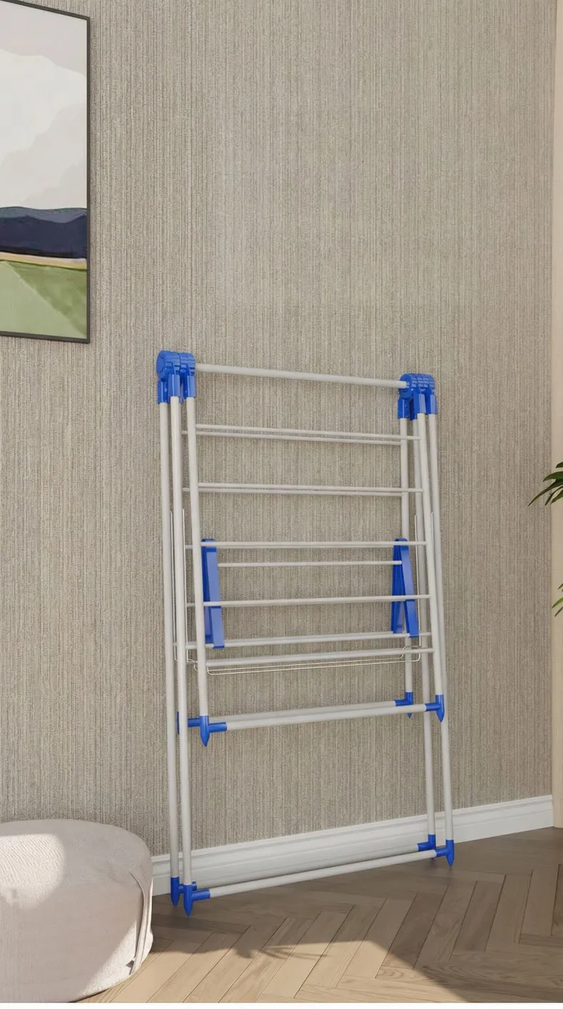 Big Cloth Drying Stand | Foldable Multi-Positional Laundry Drying Rack for Indoor and Outdoor Use | Strong Lightweight Steel with Durable Powder Coating Blue-3