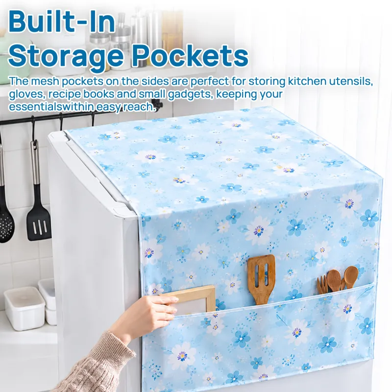 Cartoon-style Refrigerator Cover, Multi-functional Thickened PEVA Dustproof, Waterproof and Sunproof Household Refrigerator Cover Mixed-3