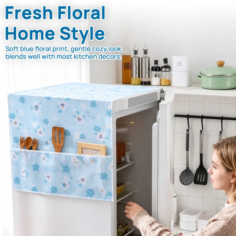 Cartoon-style Refrigerator Cover, Multi-functional Thickened PEVA Dustproof, Waterproof and Sunproof Household Refrigerator Cover Mixed-4