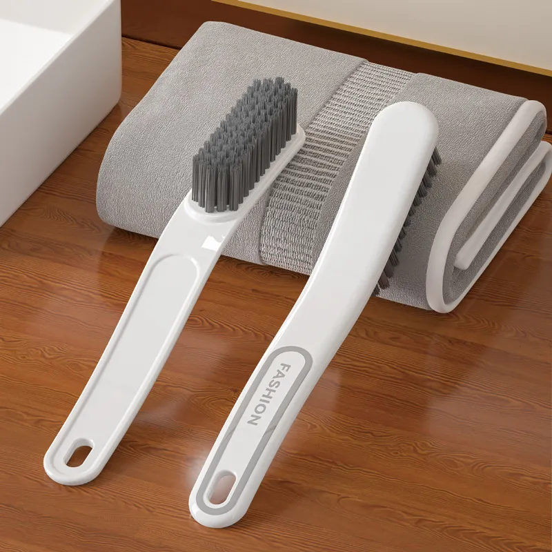 Cleaning Brush with Handle, Stiff Bristle Multi-Function Shoe and Laundry Brush for Home White-2