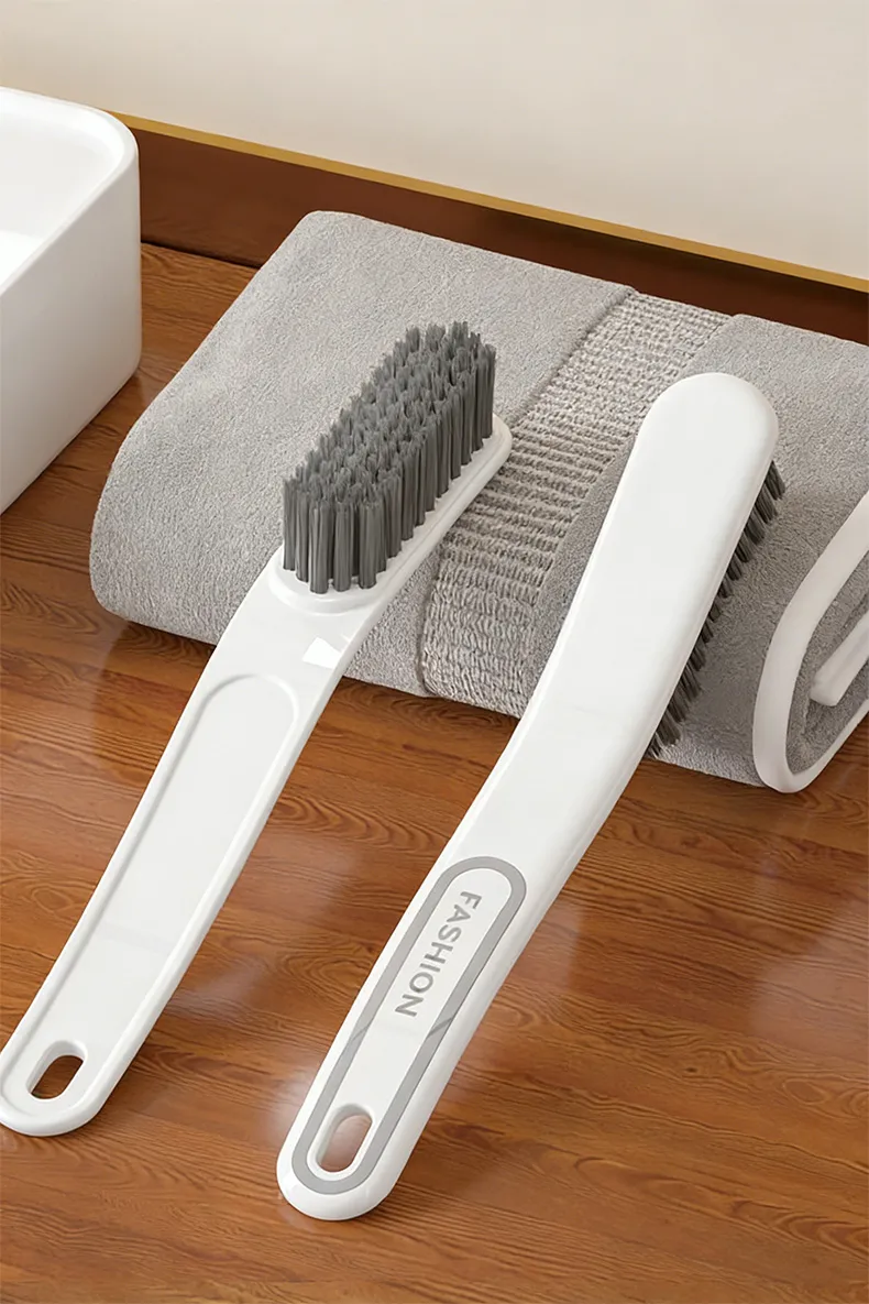 Cleaning Brush with Handle, Stiff Bristle Multi-Function Shoe and Laundry Brush for Home White-2