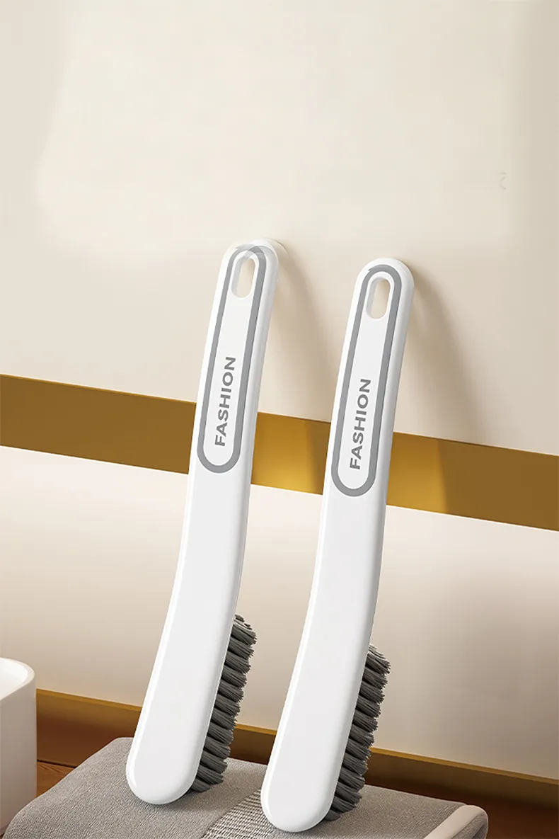 Cleaning Brush with Handle, Stiff Bristle Multi-Function Shoe and Laundry Brush for Home White-3