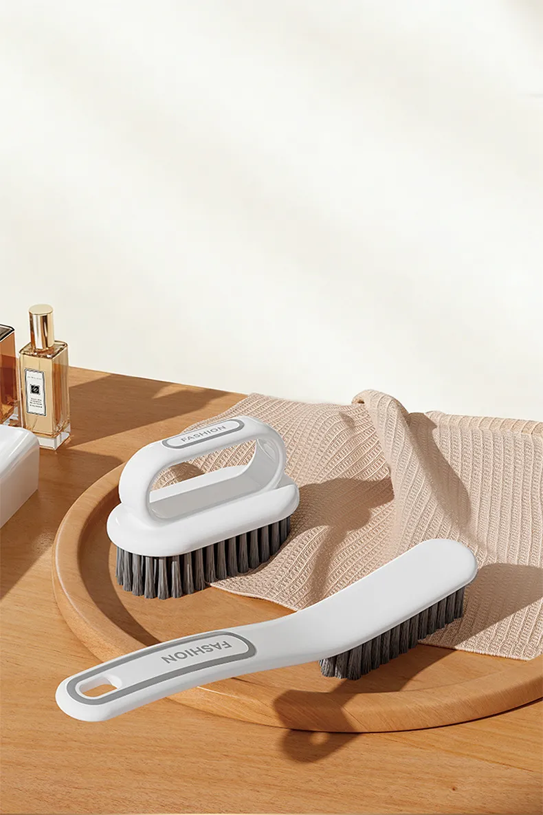 Cleaning Brush with Handle, Stiff Bristle Multi-Function Shoe and Laundry Brush for Home White-4