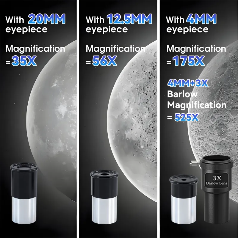 Commerce 60mm 700mm f/11.6 Refractor Telescope with 175x Zoom, Alt-Az Mount Sky Blue-4