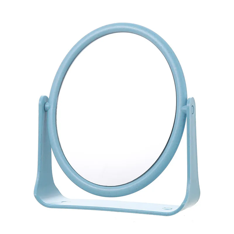 Desktop makeup mirror, rotatable round mirror for students' dorm desks, high-definition vanity mirror with double sides-Circle Blue