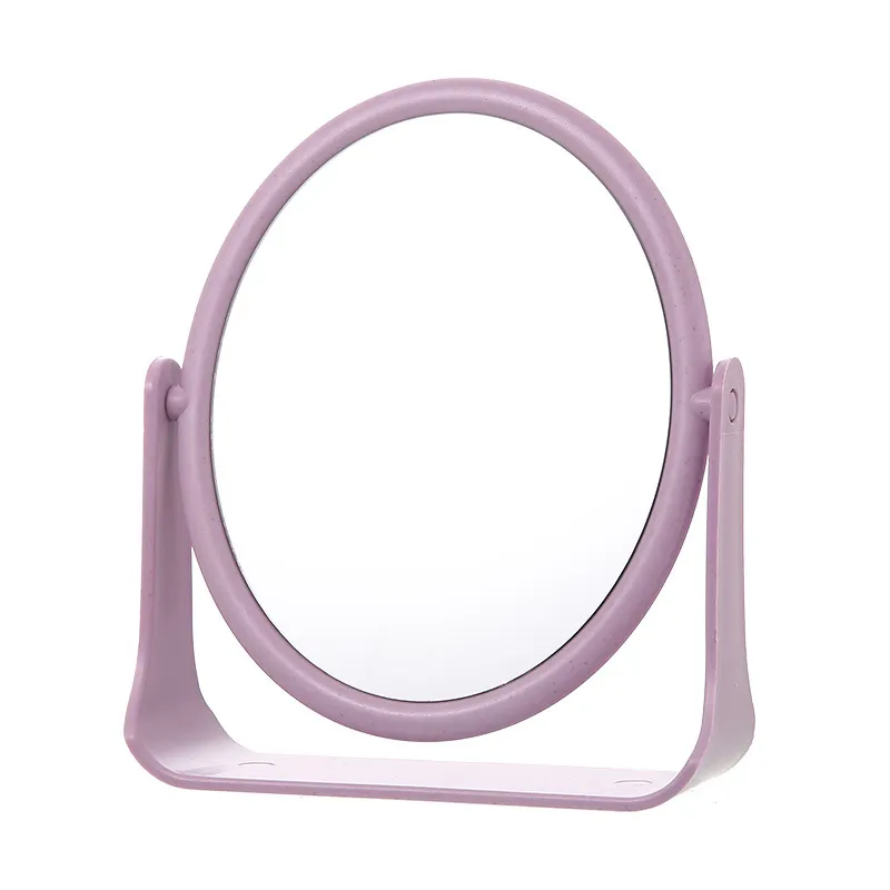 Desktop makeup mirror, rotatable round mirror for students' dorm desks, high-definition vanity mirror with double sides-Circle Purple
