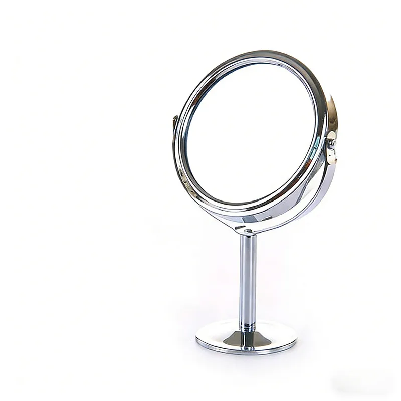 Desktop makeup mirror, rotatable stainless steel magnifying mirror, double-sided vanity mirror for students' dormitories and home use
