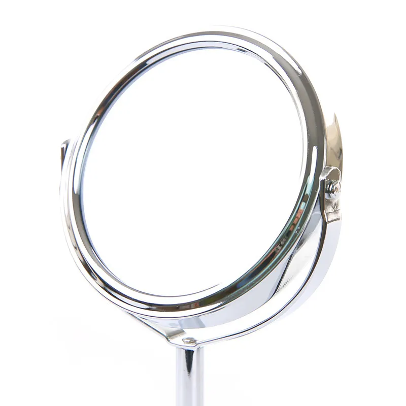 Desktop makeup mirror, rotatable stainless steel magnifying mirror, double-sided vanity mirror for students' dormitories and home use Silver-2