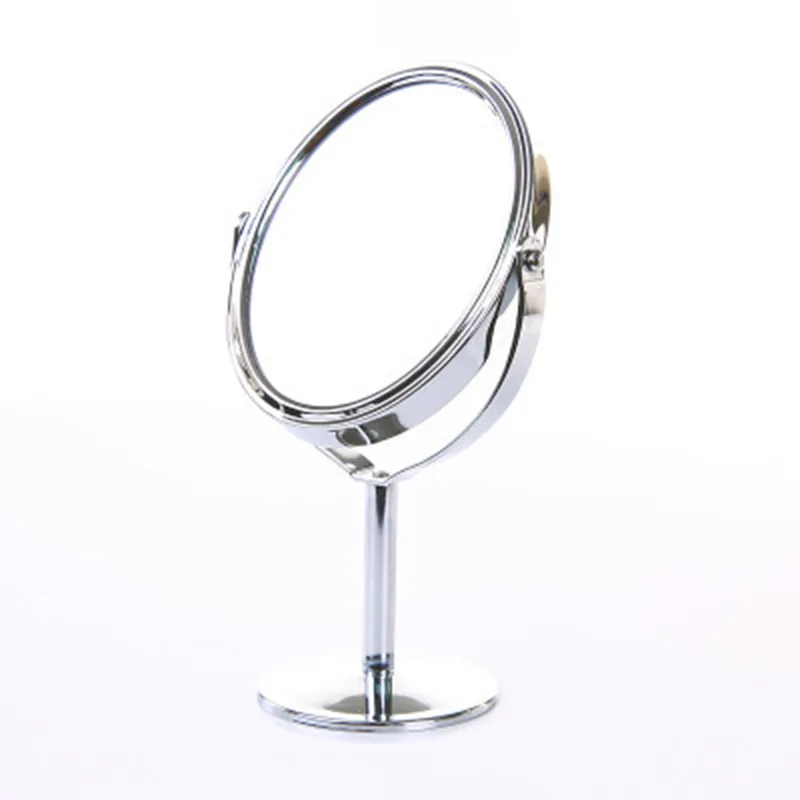 Desktop makeup mirror, rotatable stainless steel magnifying mirror, double-sided vanity mirror for students' dormitories and home use