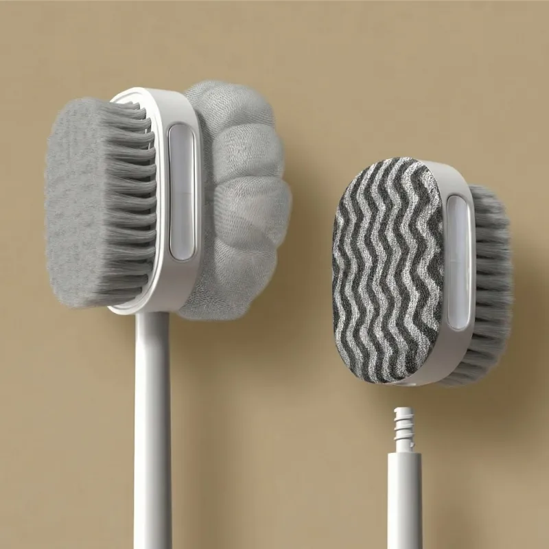 Detachable Multi-Functional Double-Sided Bath Brush with Bath Ball White-3