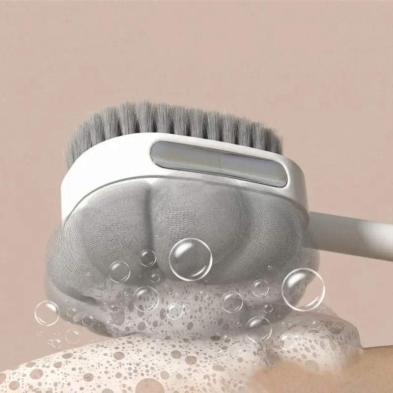 Detachable Multi-Functional Double-Sided Bath Brush with Bath Ball White-5