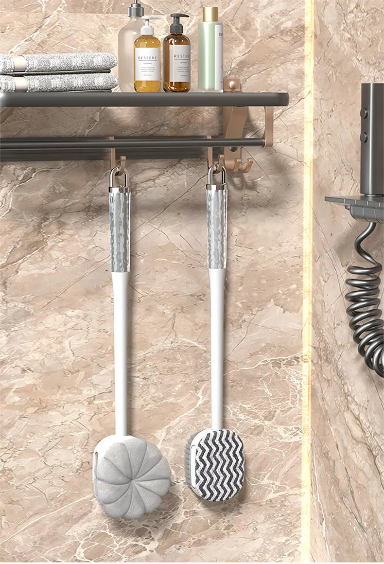 Detachable Multi-Functional Double-Sided Bath Brush with Bath Ball White-3