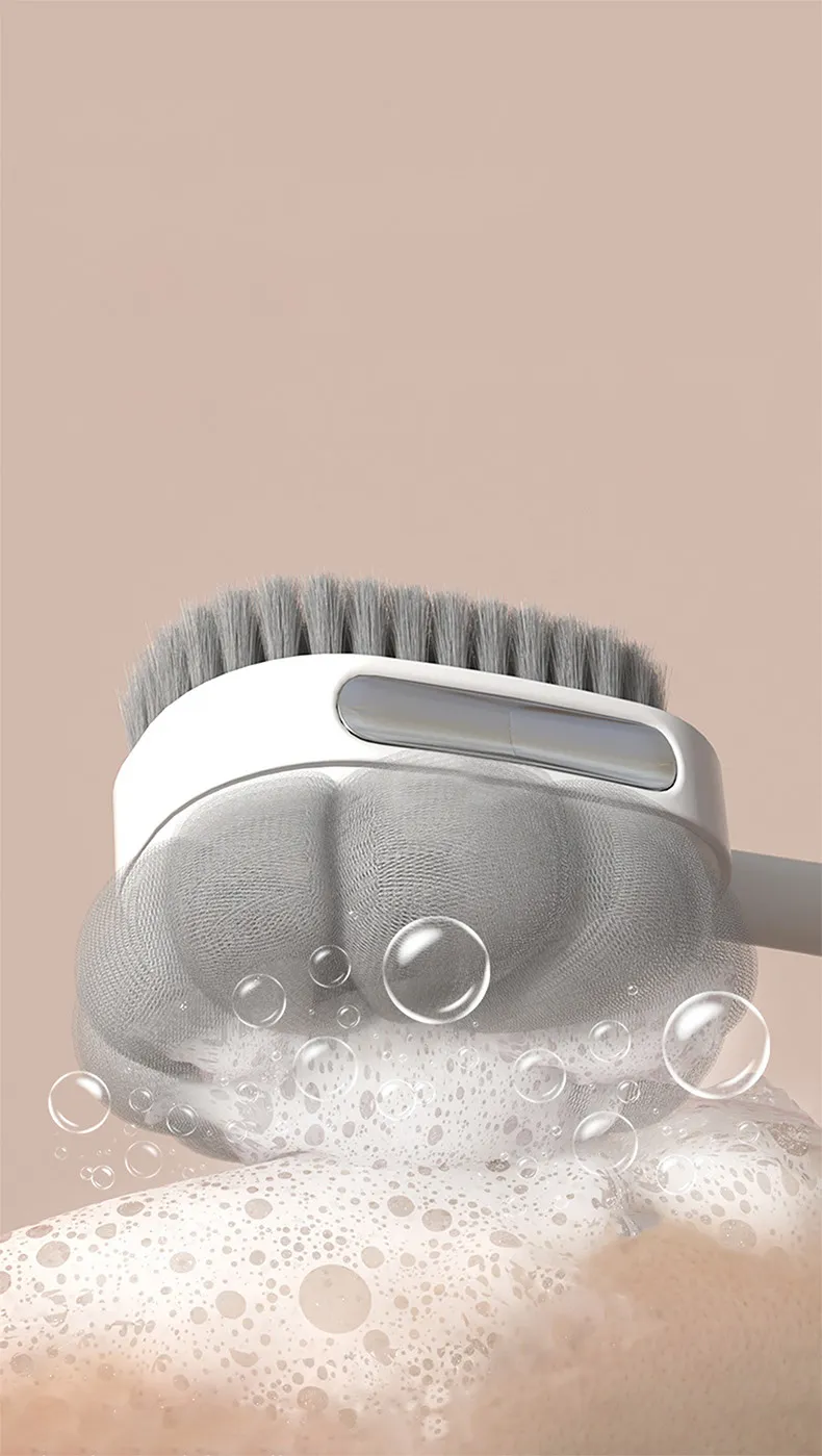 Detachable Multi-Functional Double-Sided Bath Brush with Bath Ball White-4