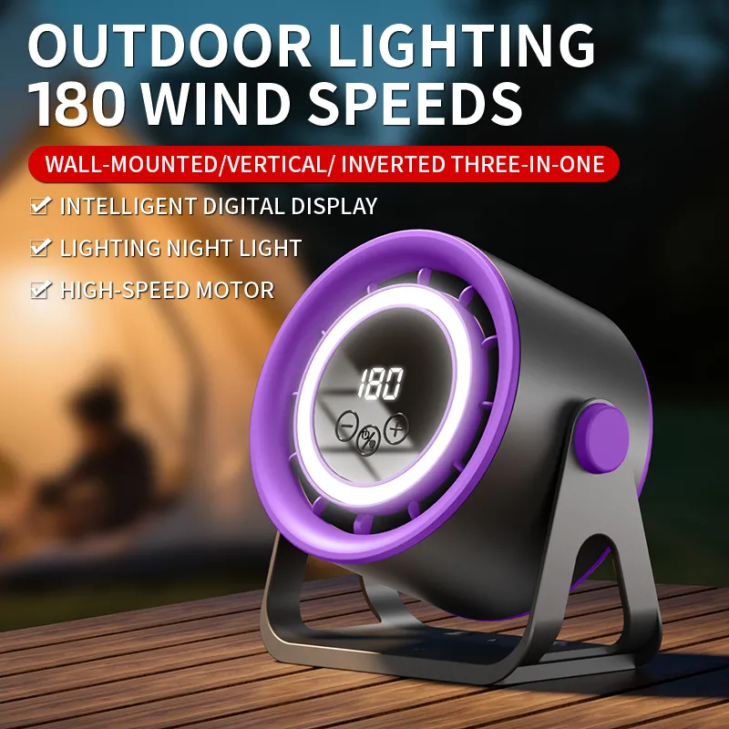 VoVoDeal BKF01 Digital Display Circulator Fan, 4000mAh Rechargeable Desktop Fan with Stepless Speed Regulation & LED Night Light, Portable Quiet Air Circulator for Home & Office