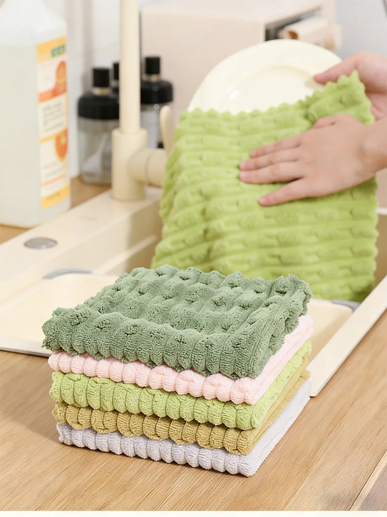 Dishcloth Dish Washing Hand Towels Quick Dry/Absorbent Travel/Spa/Salon Towel for Kitchen Bathroom Kitchen Car Window Pack of-5 Mixed-3