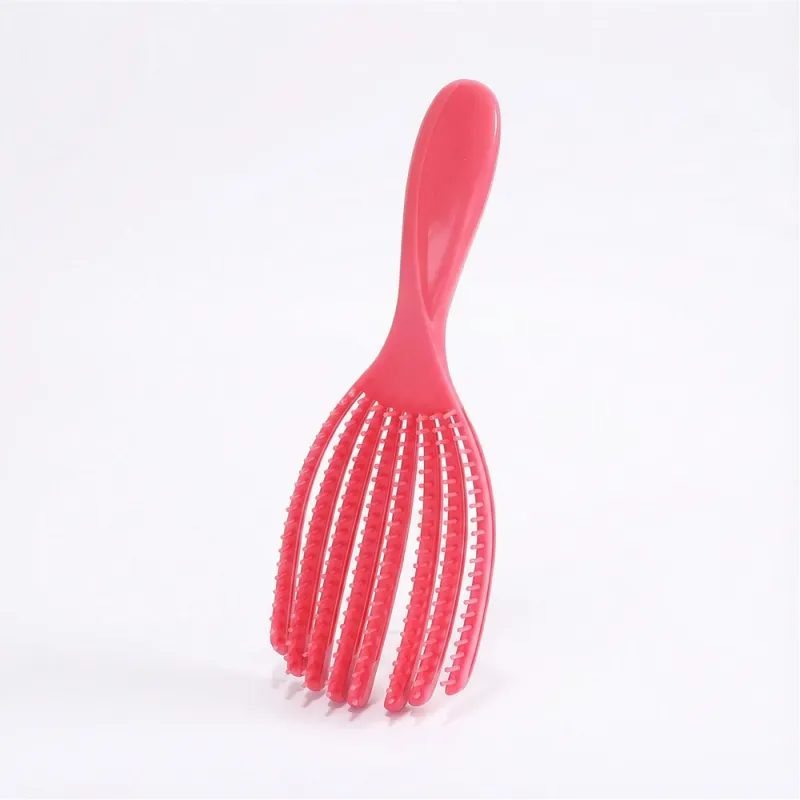 Dual-use Wet and Dry Shell Comb, Anti-static Elastic Magic Massage Rake Comb, Hollow Volumizing Smooth Hair Styling Octopus Comb Red