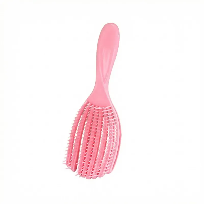 Dual-use Wet and Dry Shell Comb, Anti-static Elastic Magic Massage Rake Comb, Hollow Volumizing Smooth Hair Styling Octopus Comb Pink