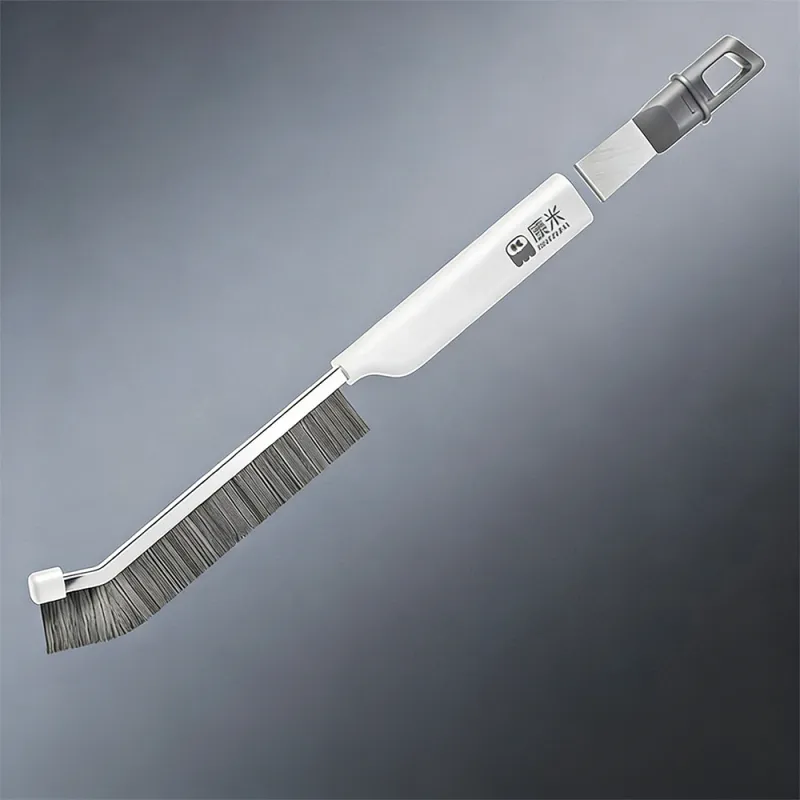 Durable multi-functional kitchen cleaning brush with a spatula for tile gaps, window grooves, and hard-to-reach corners White-2