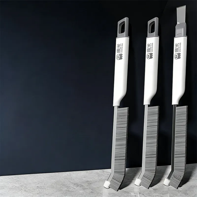 Durable multi-functional kitchen cleaning brush with a spatula for tile gaps, window grooves, and hard-to-reach corners White-3