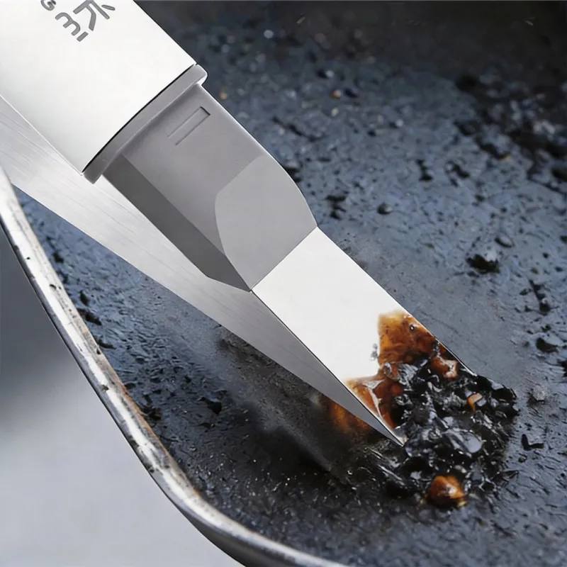 Durable multi-functional kitchen cleaning brush with a spatula for tile gaps, window grooves, and hard-to-reach corners White-5