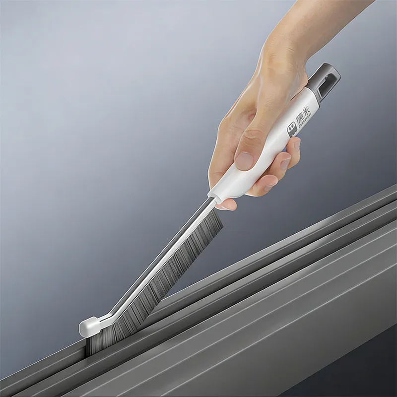 Durable multi-functional kitchen cleaning brush with a spatula for tile gaps, window grooves, and hard-to-reach corners White-4