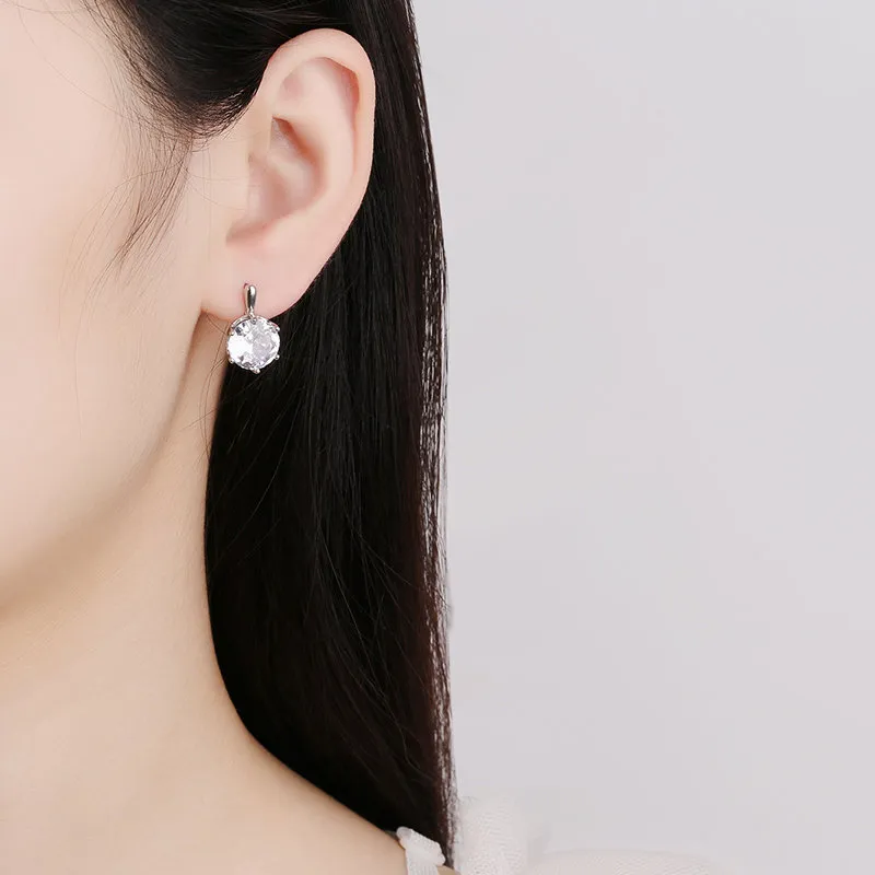 Earrings Silver Plated Round Tops American Diamond Cubic Zirconia Stud Jewelry For Women & Girl Gold-2