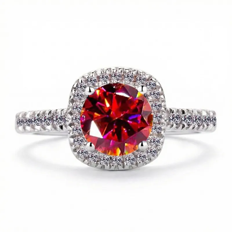 Eight-Heart Eight-Arrow Ring Simulated Diamond Princess Cut Square Bag Open Square Sugar Ring