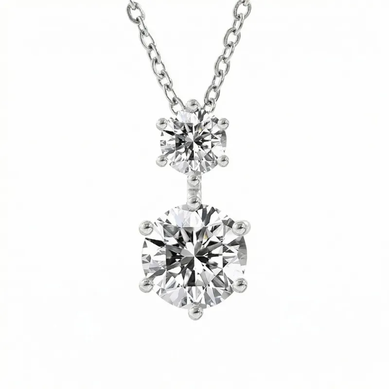 Elegant Classic Six-Claw Simulated Diamond Necklace, Moissanite-Style Pendant, High-End Jewelry