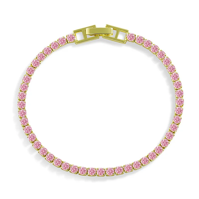 European and American niche light luxury zircon-studded chain, influencer-style fully encrusted bracelet, champagne color, does not fade