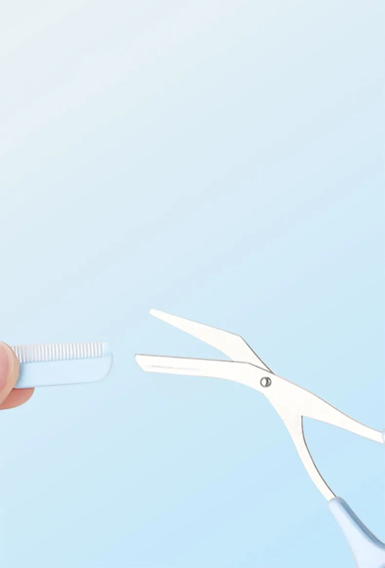 Eyebrow trimming scissors with a small comb, eyebrow comb and scissors, beginner-friendly, eyebrow comb and scissors, eyebrow shaping tools. Green-3