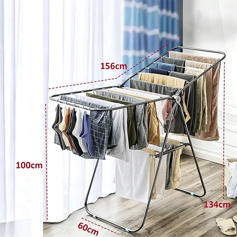 Foldable Cloth Drying Stand for Drying Clothes, 3-Way Folding with 20 Drying Rails, Lightweight Alloy Steel, Flat Folding Design | Indoor & Outdoor Clothes Dryer Gray-7