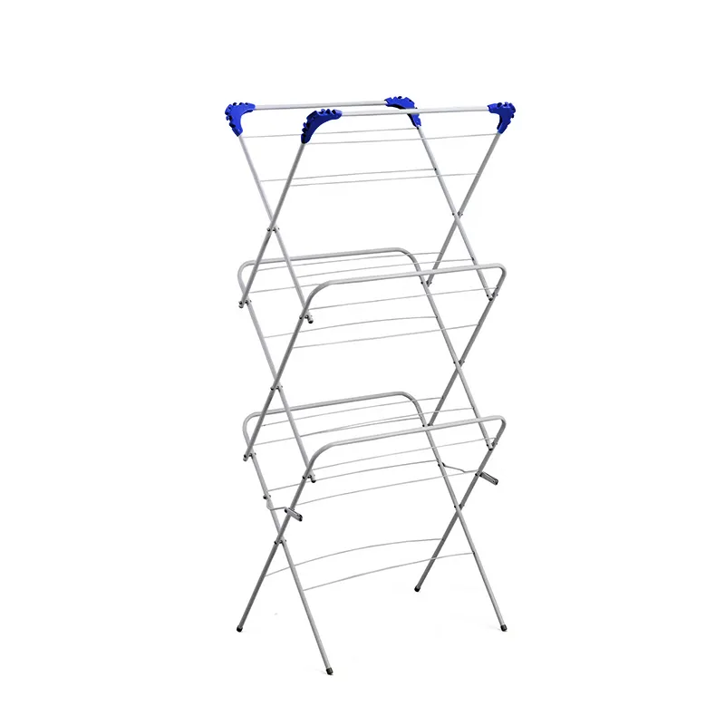 Folding Clothes Rack Sturdy Modern Drying Stand for Courtyard Bathroom Patio | Home & Garden Gray-10