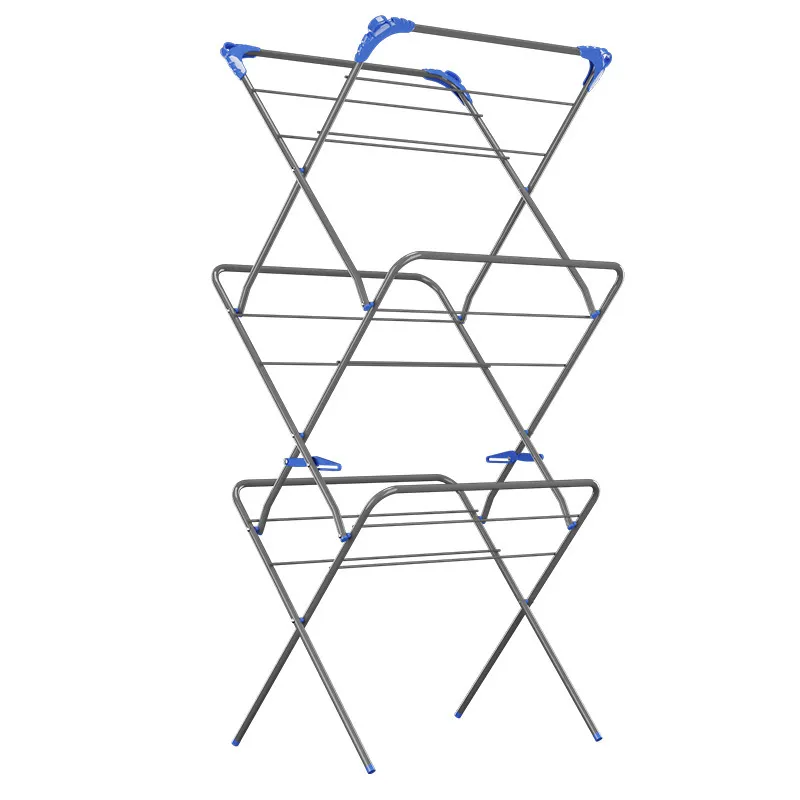 Folding Clothes Rack Sturdy Modern Drying Stand for Courtyard Bathroom Patio | Home & Garden Gray-2