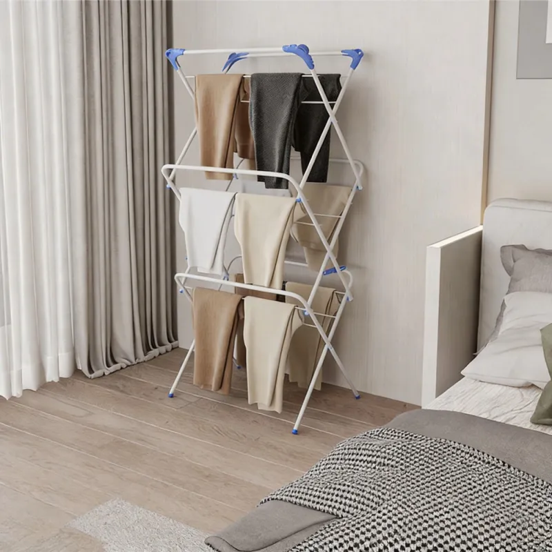 Folding Clothes Rack Sturdy Modern Drying Stand for Courtyard Bathroom Patio | Home & Garden Gray-4