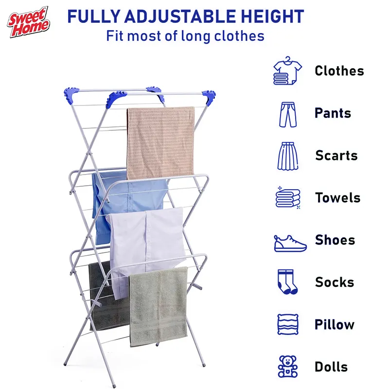 Folding Clothes Rack Sturdy Modern Drying Stand for Courtyard Bathroom Patio | Home & Garden Gray-7