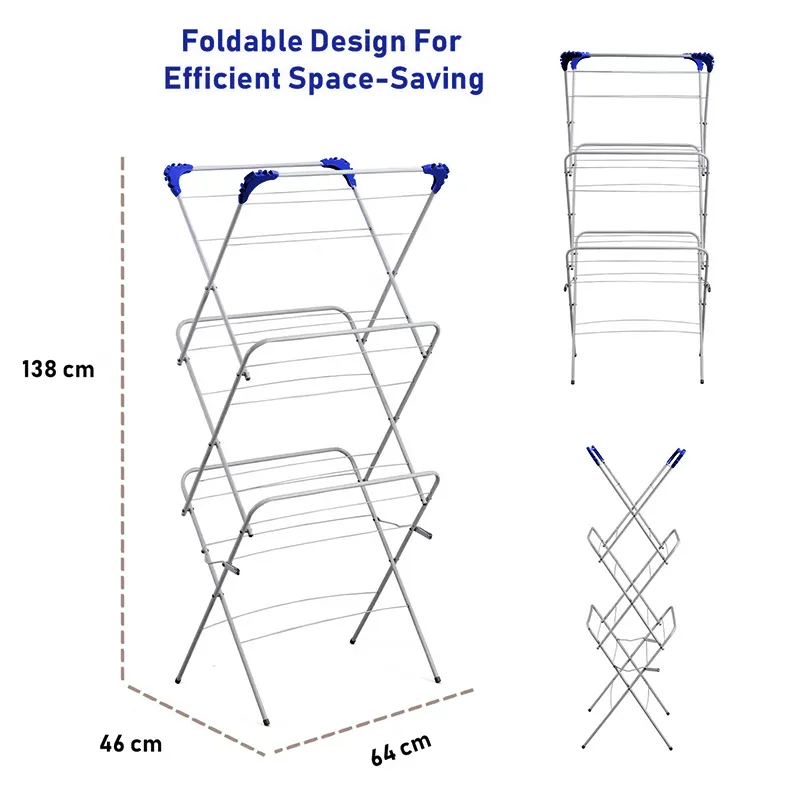 Folding Clothes Rack Sturdy Modern Drying Stand for Courtyard Bathroom Patio | Home & Garden Gray-8