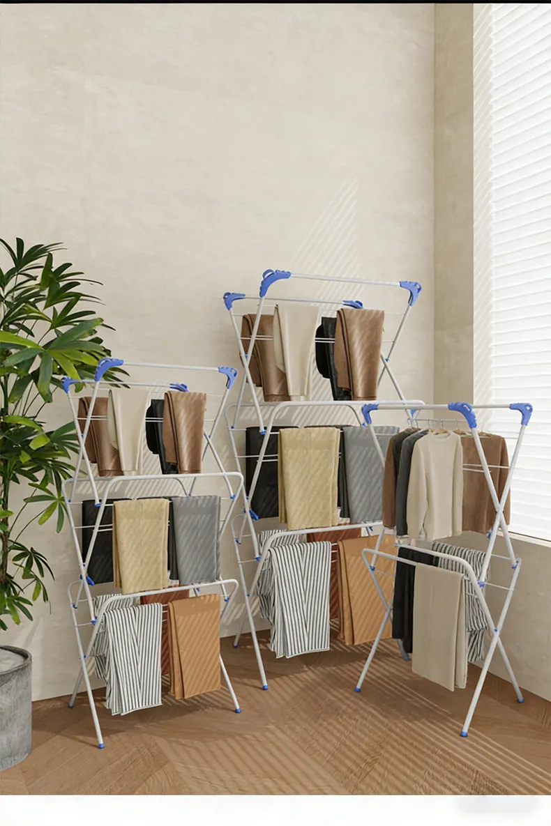 Folding Clothes Rack Sturdy Modern Drying Stand for Courtyard Bathroom Patio | Home & Garden Gray-1