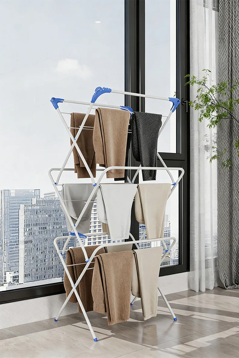 Folding Clothes Rack Sturdy Modern Drying Stand for Courtyard Bathroom Patio | Home & Garden Gray-3