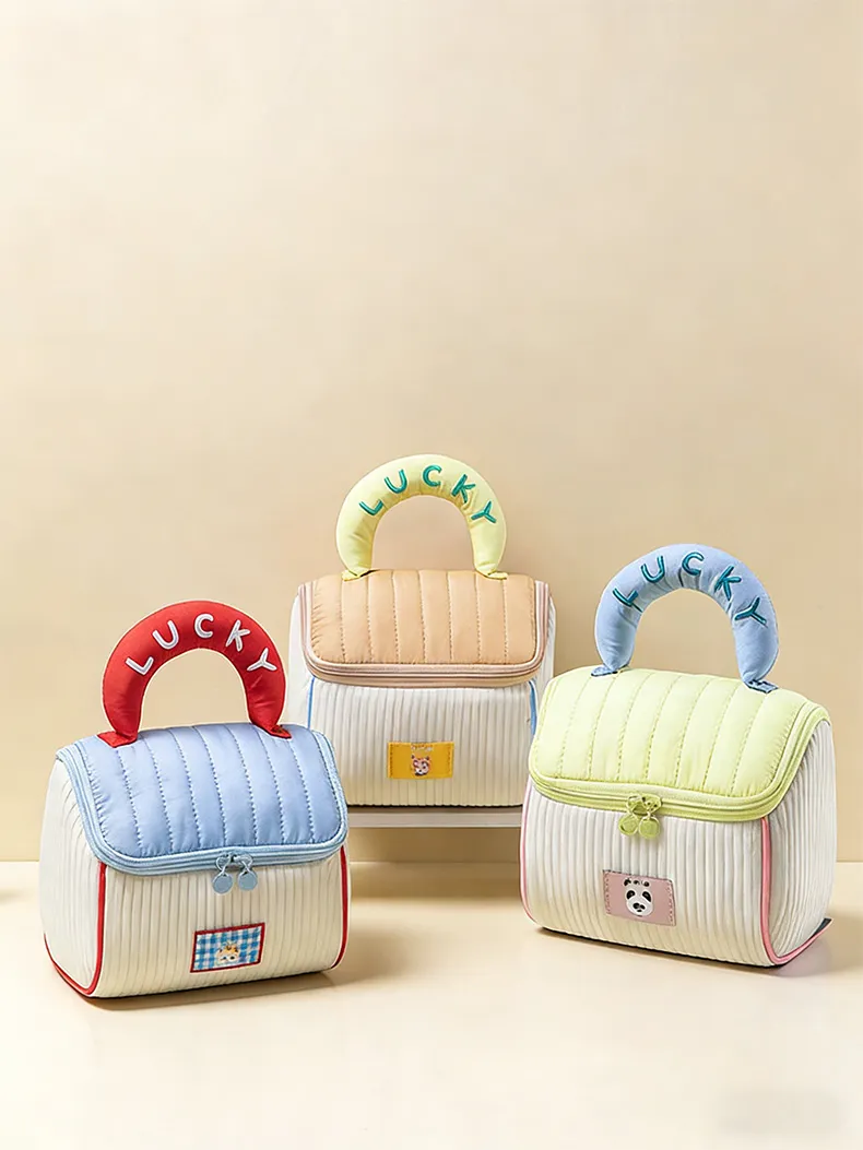 Fun Cottage Storage Bag Portable House Makeup Bag Thickened Large Capacity Toiletry Bag Soft Handheld Storage Bag Sky Blue-4